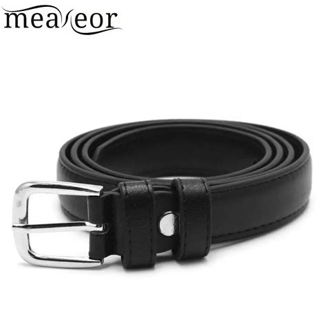 Female Belt Leather Faux Fashion Antique Black Belt KLV Metal Buckle Jeans Women Faux Leather ...