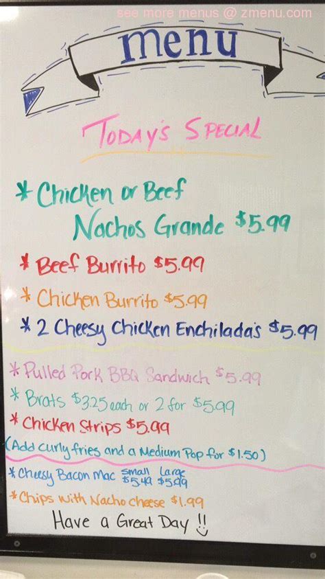 Menu at The Snack Shack, Middleville