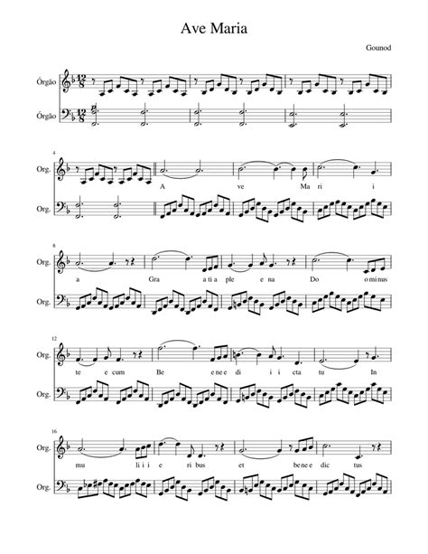 Ave Maria Gounod Sheet music for Organ | Download free in PDF or MIDI | Musescore.com