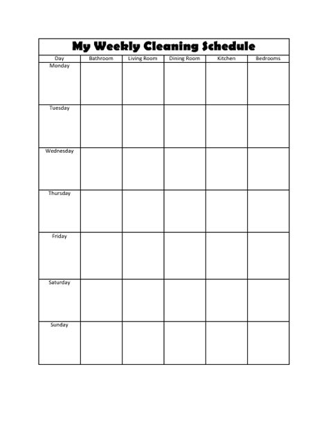 My Weekly Cleaning Schedule Template Download Printable PDF ...