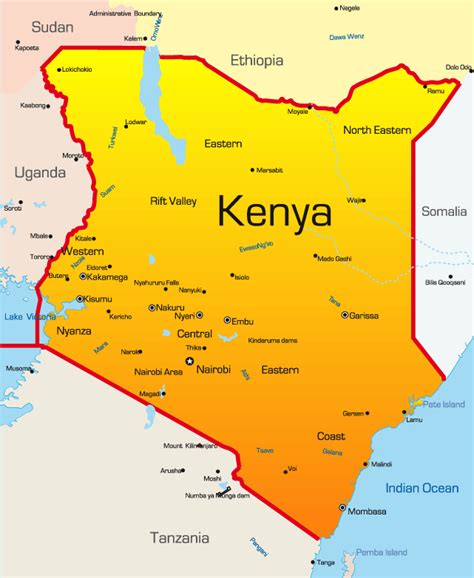 Kenya Map Showing Attractions & Accommodation