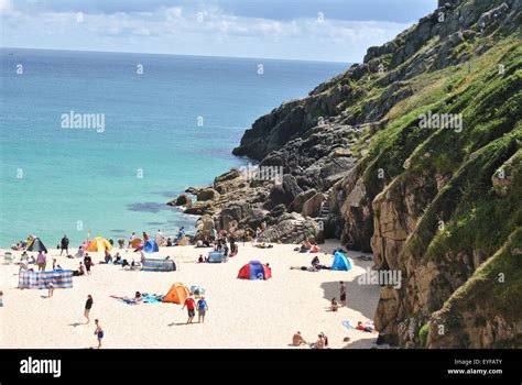 Porthcurno beach in Cornwall, UK Stock Photo - Alamy