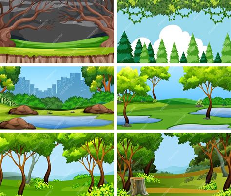 Free Vector | Set of scenes or background in nature setting