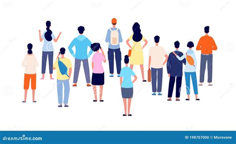 Crowd Back View. Cartoon Persons, People Group Standing Backs Stock Vector - Illustration of ...