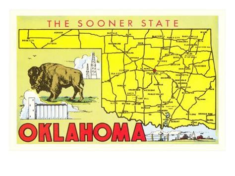 'The Sooner State, Oklahoma, Map' Print | AllPosters.com