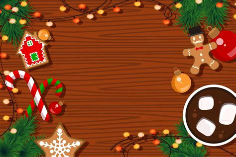 christmas food background with gingerbread, candy cane and hot ...