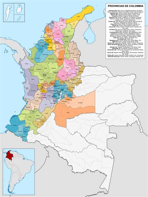 From r/Colombia. Map of Colombian provinces. : MapPorn