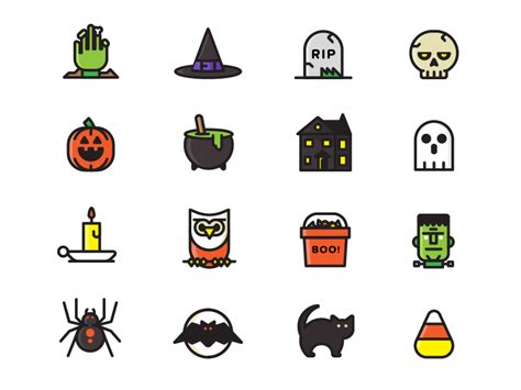 Free Halloween Icon Set by Justin Harrell for Lullabot on Dribbble