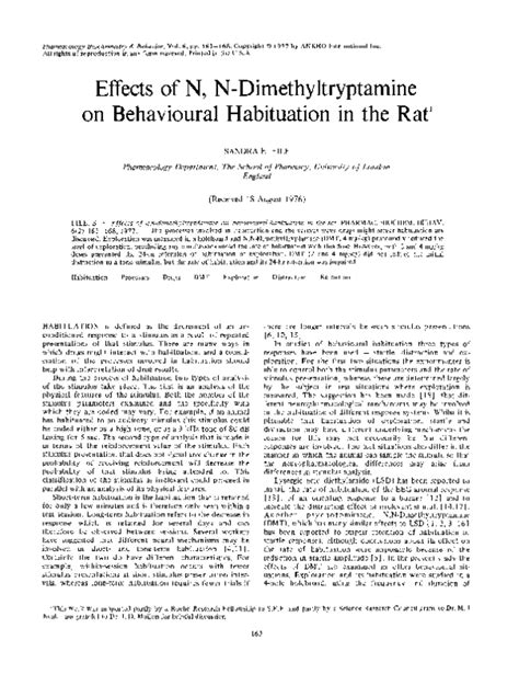 (PDF) Effects of N, N-Dimethyltryptamine on behavioural habituation in ...