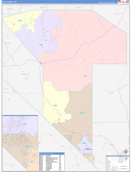 Nye County, NV Wall Map Color Cast Style by MarketMAPS - MapSales