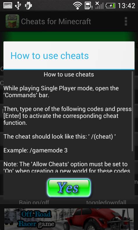 Cheat codes for Minecraft Android App APK by Kaloyan