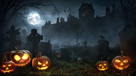 Halloween Night in Graveyard 2K wallpaper download