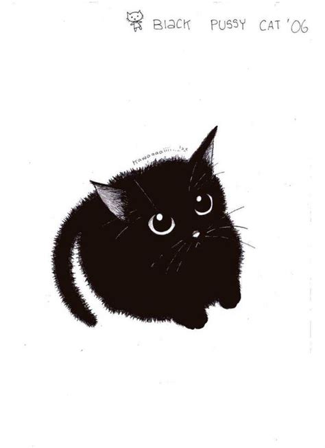 cute black cat by pinkmew Cute Black Cats, Cute Cats, Pretty Cats, Black Cat Drawing, Kitty ...