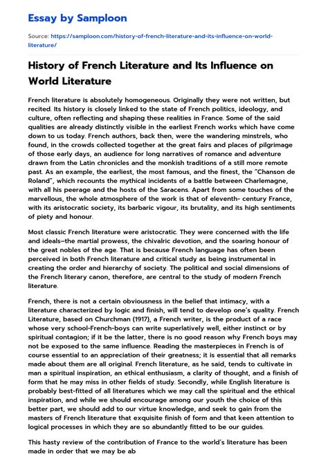 ≫ History of French Literature and Its Influence on World Literature ...