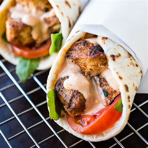 Grilled Lemon Chicken Flatbread Wraps with Spicy Garlic Sauce Recipe ...