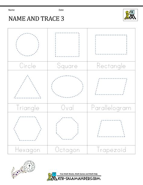 Shape Tracing Worksheets Kindergarten