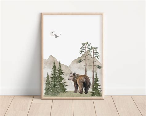 Woodland Nursery Wall Art PRINTED VERSION, Mountain Wall Art, Tree ...