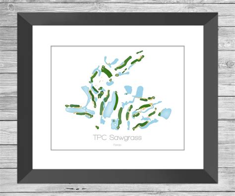 Tpc Sawgrass Golf Map Pga Golf Course Golf Wall Art - Etsy