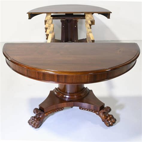 Round Empire Center-Pedestal Dining Table with Four Extension Leaves ...