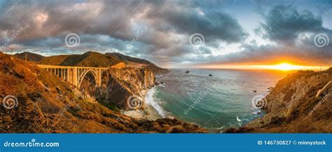 Bixby Bridge Along Highway 1 at Sunset, Big Sur, California, USA Stock ...