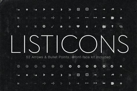 Listicons: Arrows & Bullet Points | Symbol Fonts ~ Creative Market