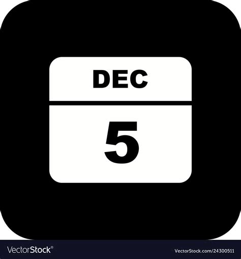 December 5th date on a single day calendar Vector Image