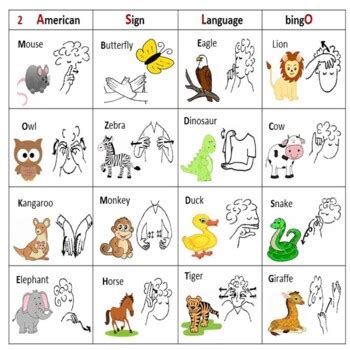 ASL Animal Bingo by Connecting With KIDZ | Teachers Pay Teachers