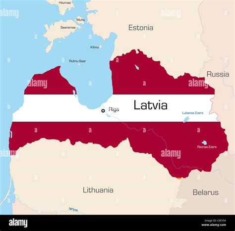 Abstract vector color map of Latvia country coloured by national flag ...