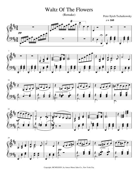 Waltz Of The Flowers Sheet music for Piano | Download free in PDF or MIDI | Musescore.com