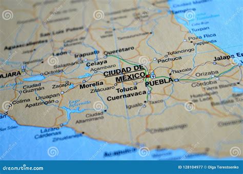 A Photo of Ciudad De Mexico on a Map Stock Image - Image of roads, atlas: 128104977