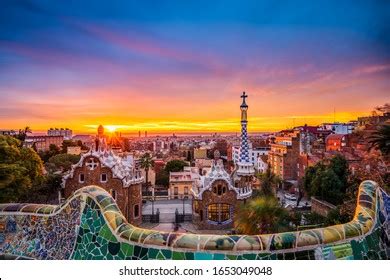 Beautiful Sunrise Barcelona Seen Park Guell Stock Photo 1653049048 | Shutterstock