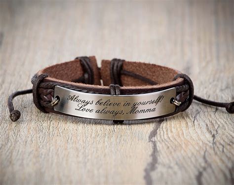 Personalized Mens Leather Bracelet Personalized Name | Etsy