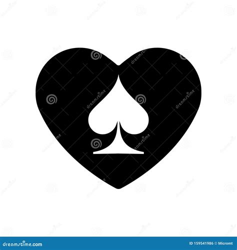 Black Heart Spades Suit Icon. a Symbol of Love. Valentine S Day with Sign Playing Card Suits ...