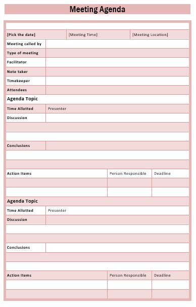 Girls Community Meeting Agenda Templates - Printable Meeting Agenda Templates