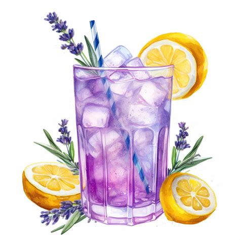 Premium AI Image | Lavender lemonade cocktail with ice and lemons on a ...