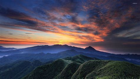 Beautiful dusk sky over the mountain range wallpaper - Nature ...