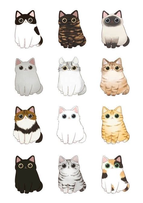 Cute Cat Drawing, Cute Animal Drawings, Kawaii Drawings, Cute Drawings ...