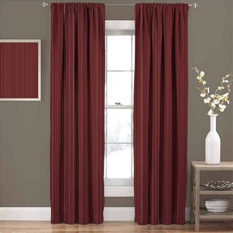 Maroon Curtain Set of 2 Panels Classical Striped Display with Thin ...