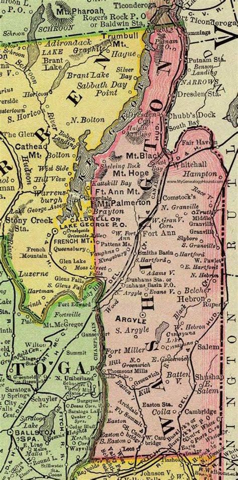 Washington County, New York, 1897, Map, Rand McNally, Granville ...