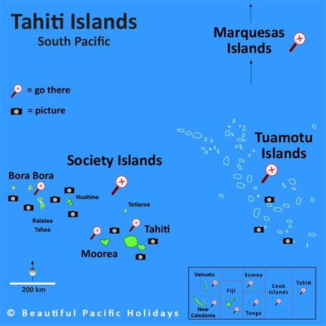 Map of Tahiti Islands French Polynesia in the South Pacific Islands ...