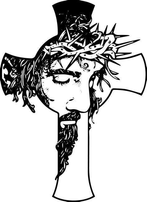 Black And White Clipart Jesus With Cross Png Free Cliparts | Sexiz Pix