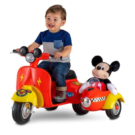 6-Volt Mickey Mouse Scooter with Sidecar Ride-On - Walmart.com | Ride on toys, Mickey mouse toys ...