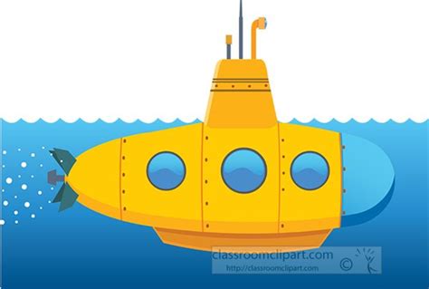 Boats and Ships Clipart - yellow-submarine-underwater-with-periscope-clipart - Classroom Clipart