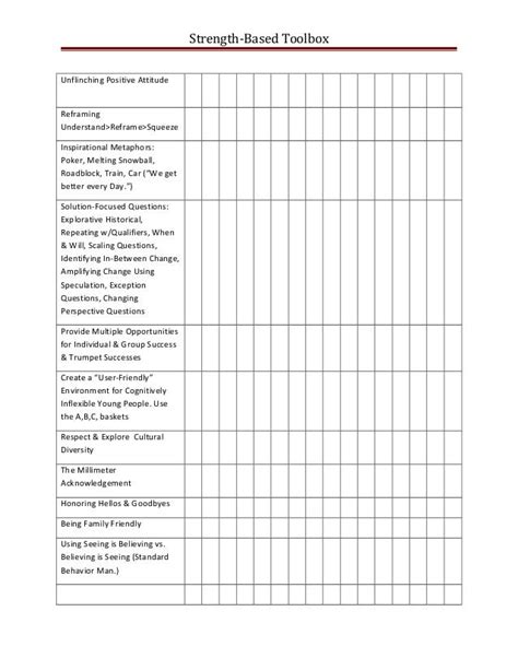 Tool Box Checklist Printable