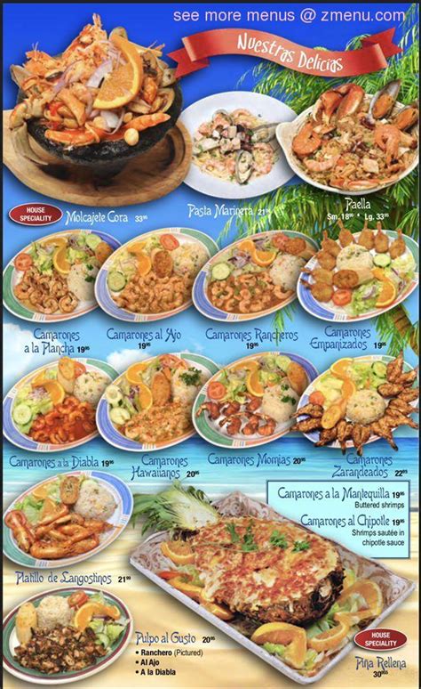 Online Menu of Mariscos Las Islitas Restaurant, San Jose, California, 95112 - Zmenu