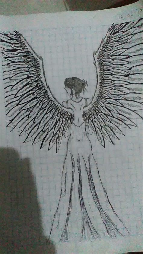 Angel wings girl | Angel wings drawing, Wings drawing, Angel drawing