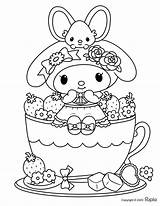 🖍️ My Melody In A Cup With Strawberries  Printable Coloring Page For sketch template