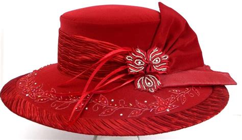 Red Hat Church Wedding Ben Marc Flowers Bead Rhinestones Kentucky Derby ...