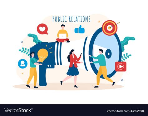 Public relations template hand drawn cartoon flat Vector Image