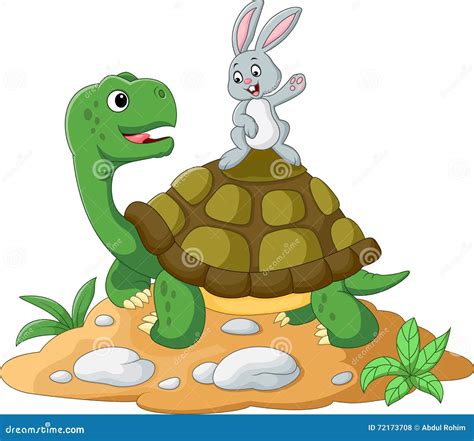 Cartoon turtle and rabbit stock vector. Illustration of slow - 72173708